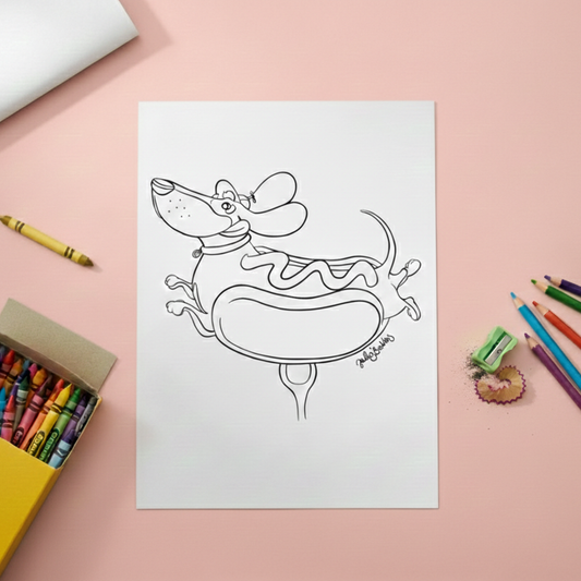 Coloriage à imprimer - Chien Saucisse