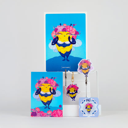 JULIESBUDDIES Porte-clés Abeille Fleurie en Acrylique