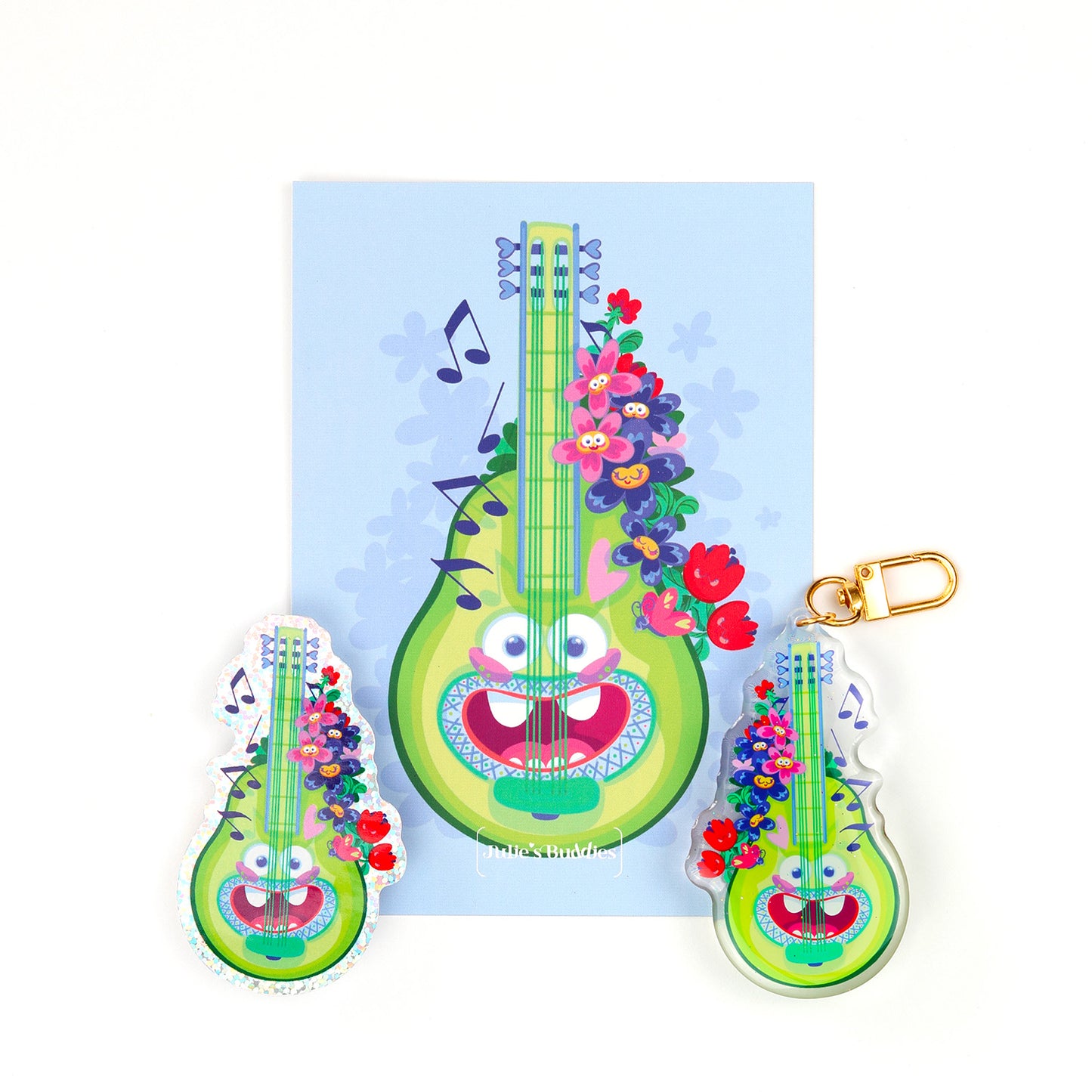 JULIESBUDDIES Floral Guitar Acrylic Keychain
