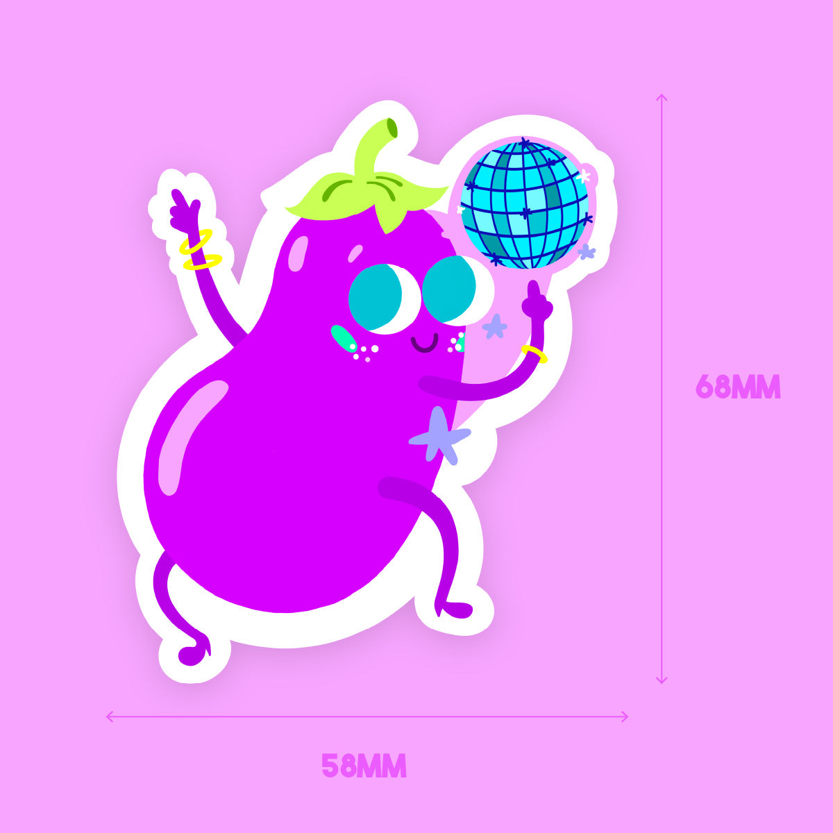JULIESBUDDIES Disco Eggplant Individual Sticker