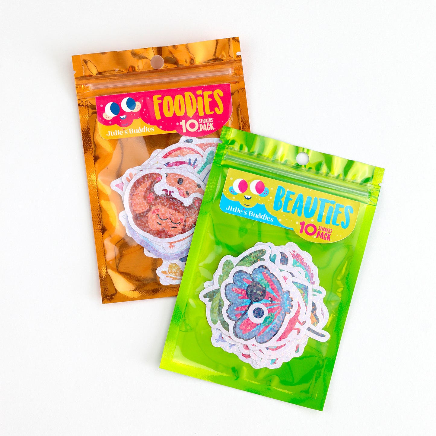 Lot de 10 autocollants scintillants « Beautés » JULIESBUDDIES