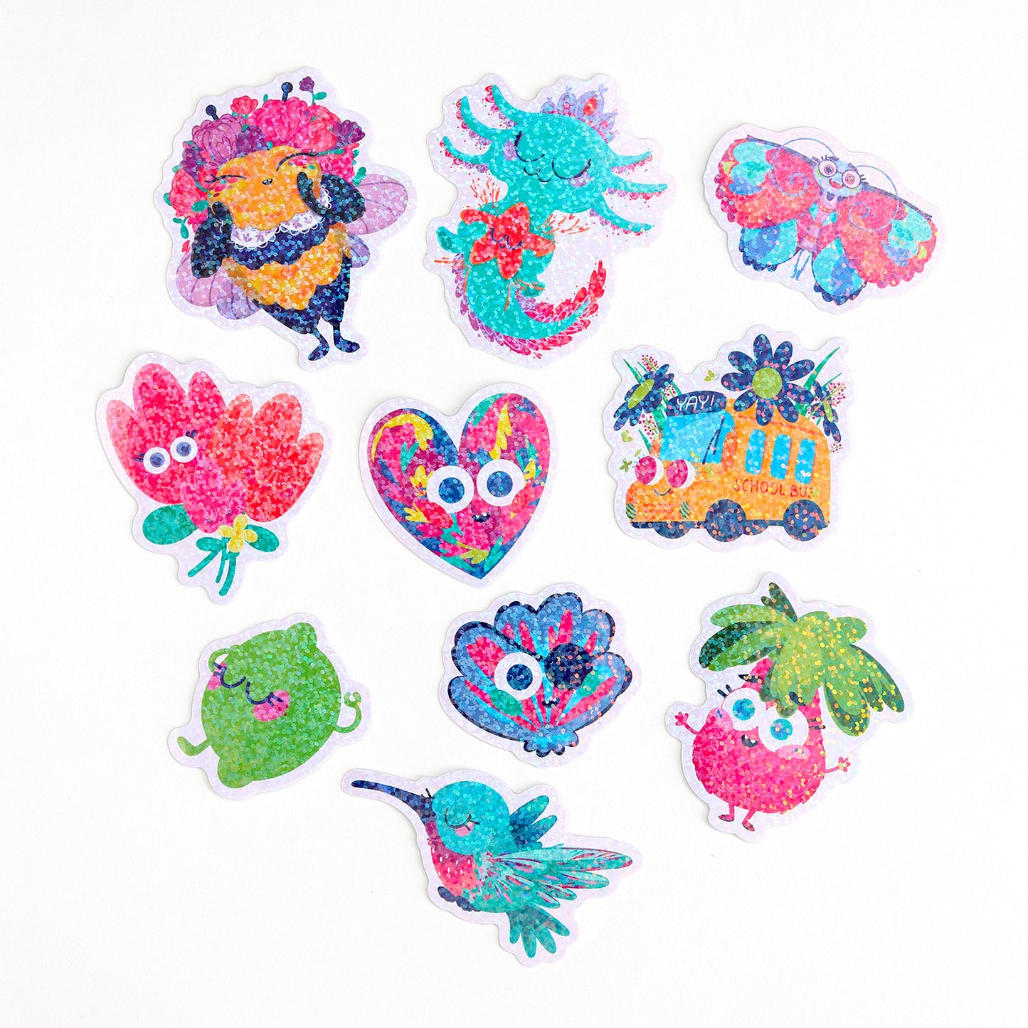 Lot de 10 autocollants scintillants « Beautés » JULIESBUDDIES