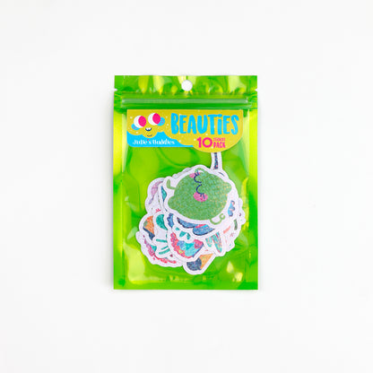 Lot de 10 autocollants scintillants « Beautés » JULIESBUDDIES