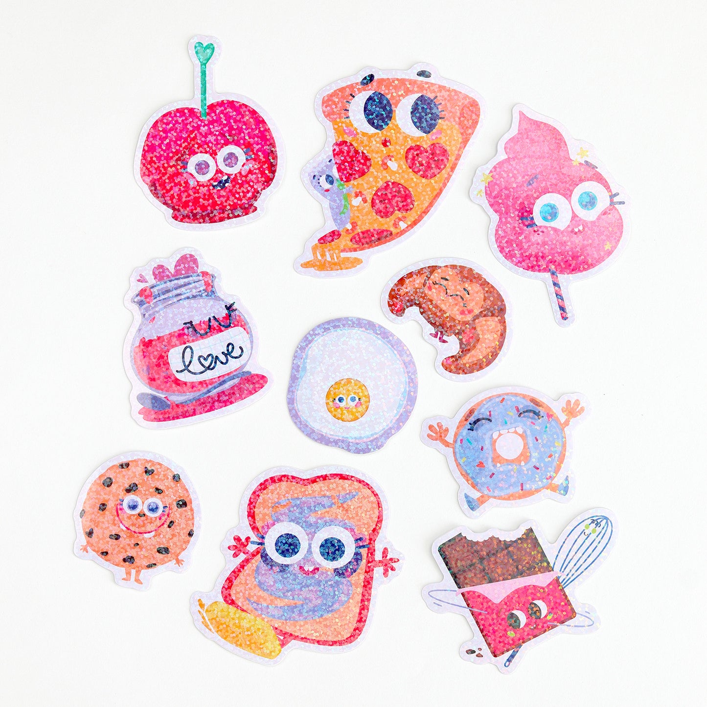 Lot de 10 autocollants scintillants « Foodies » JULIESBUDDIES