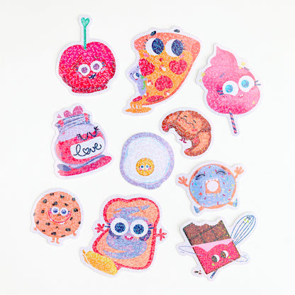 Lot de 10 autocollants scintillants « Foodies » JULIESBUDDIES