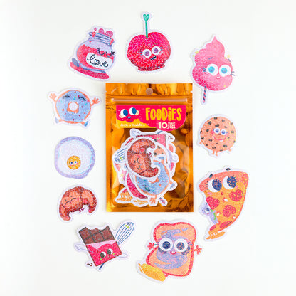Lot de 10 autocollants scintillants « Foodies » JULIESBUDDIES