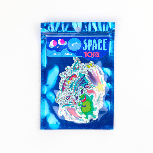 Stickers JULIESBUDDIES Pack de 10 autocollants spatiaux pailletés 