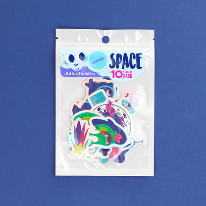 Stickers JULIESBUDDIES Pack de 10 autocollants spatiaux holographiques