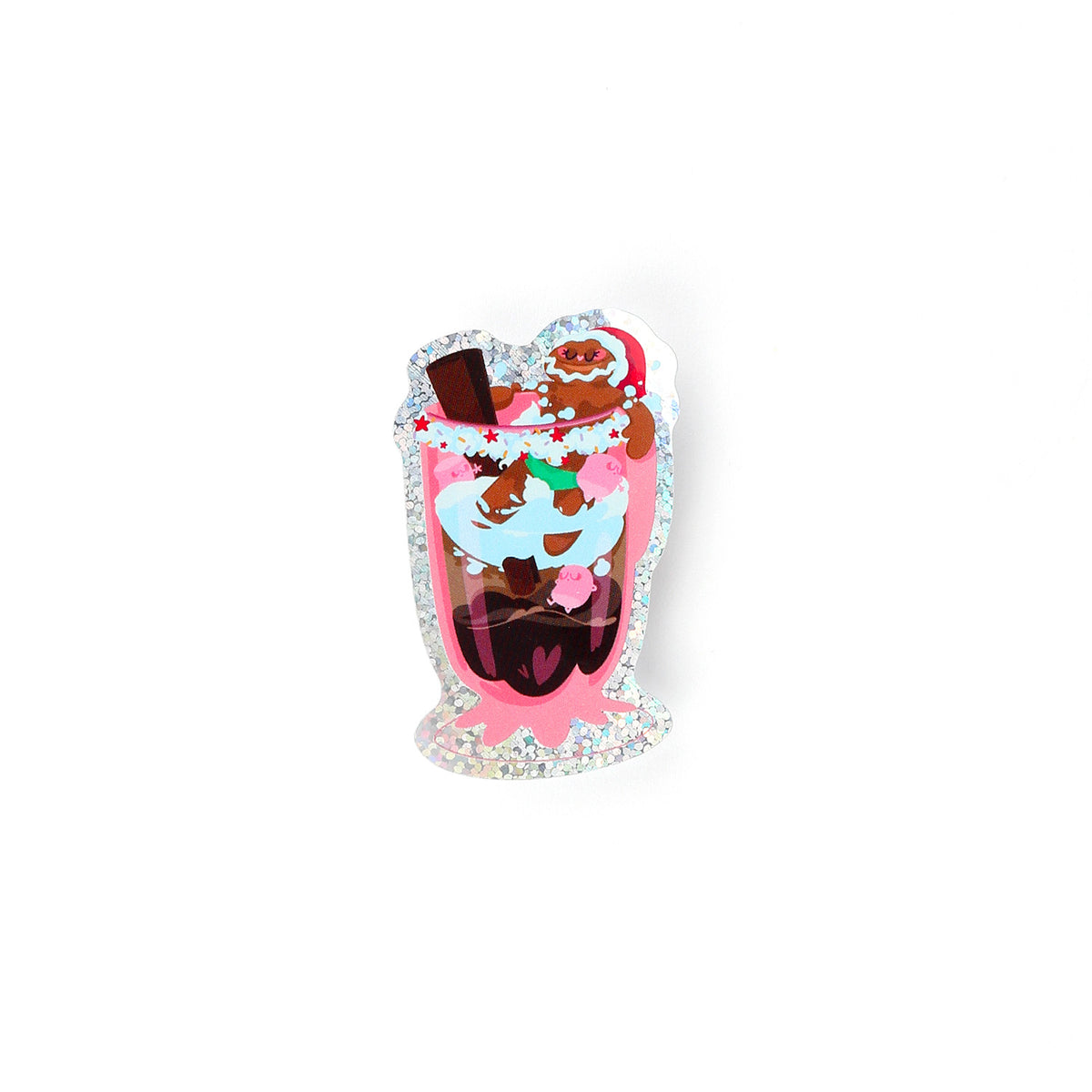 JULIESBUDDIES Gingerbread Man in coffee cup Individual Sticker