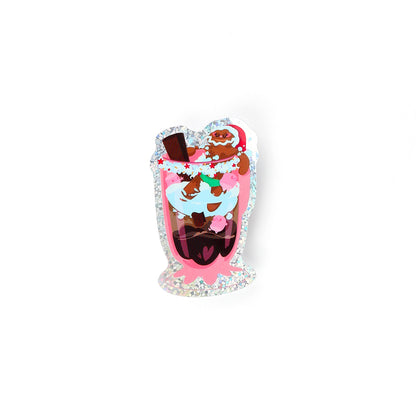 JULIESBUDDIES Gingerbread Man in coffee cup Individual Sticker
