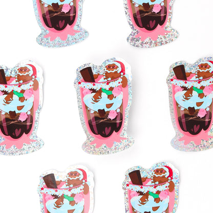 JULIESBUDDIES Gingerbread Man in coffee cup Individual Sticker
