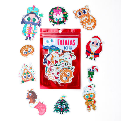 JULIESBUDDIES 10 shimmering Xmas Falalas stickers pack