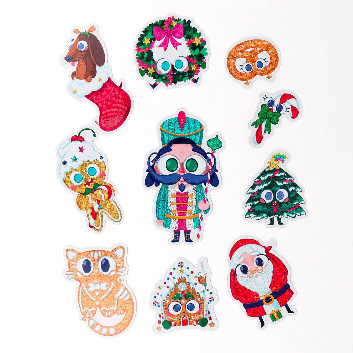 JULIESBUDDIES 10 shimmering Xmas Falalas stickers pack