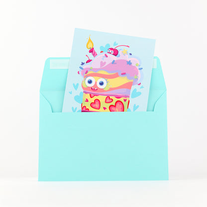 JULIESBUDDIES Birthday Cake Postcard