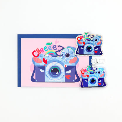 JULIESBUDDIES Cheeez Camera Acrylic Keychain
