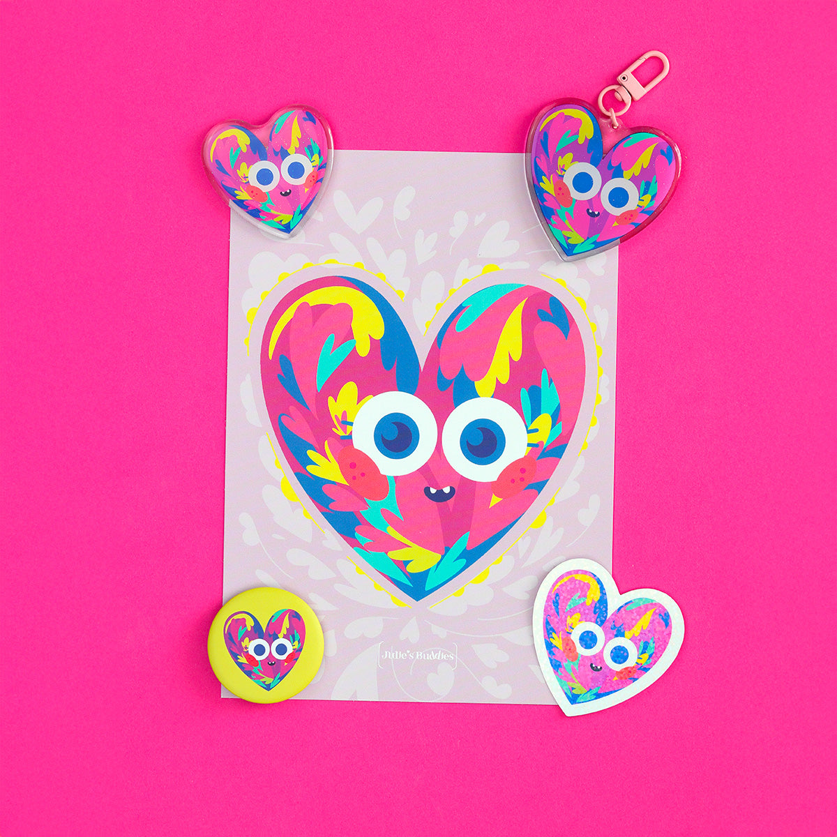 JULIESBUDDIES Cute colorful Heart Acrylic Magnet