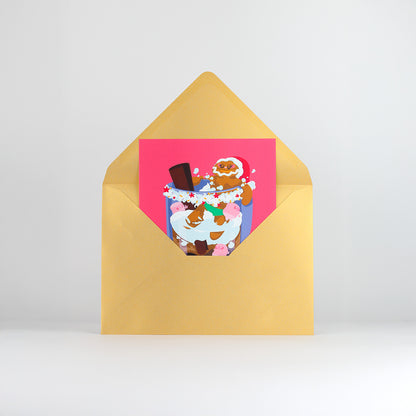 JULIESBUDDIES Postcard Indulging Gingerbread Man