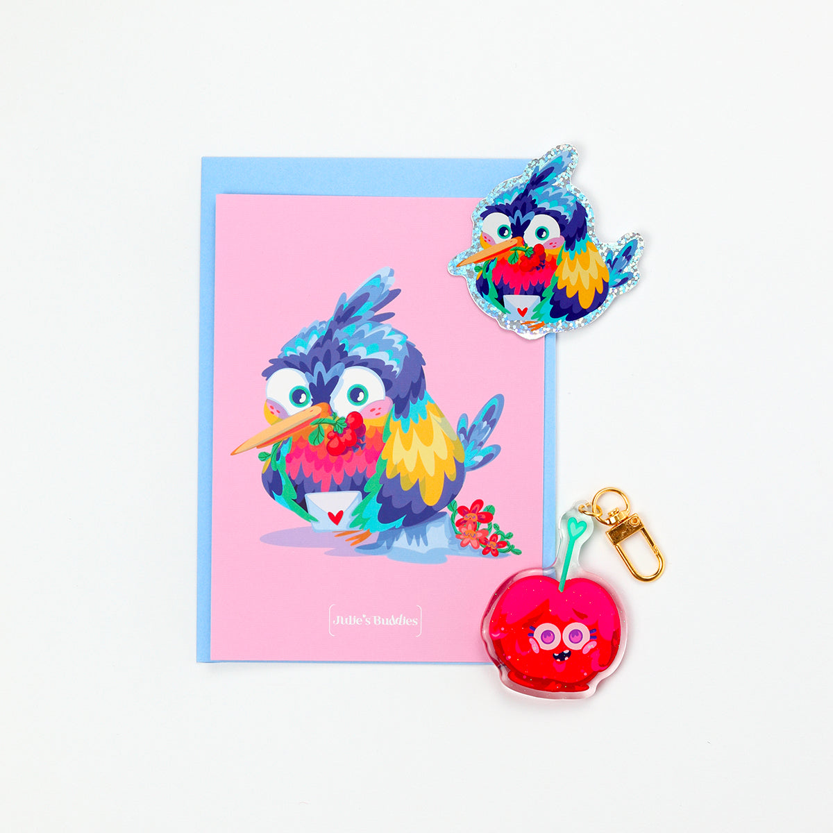 JULIESBUDDIES Lovebird Glitter Sticker