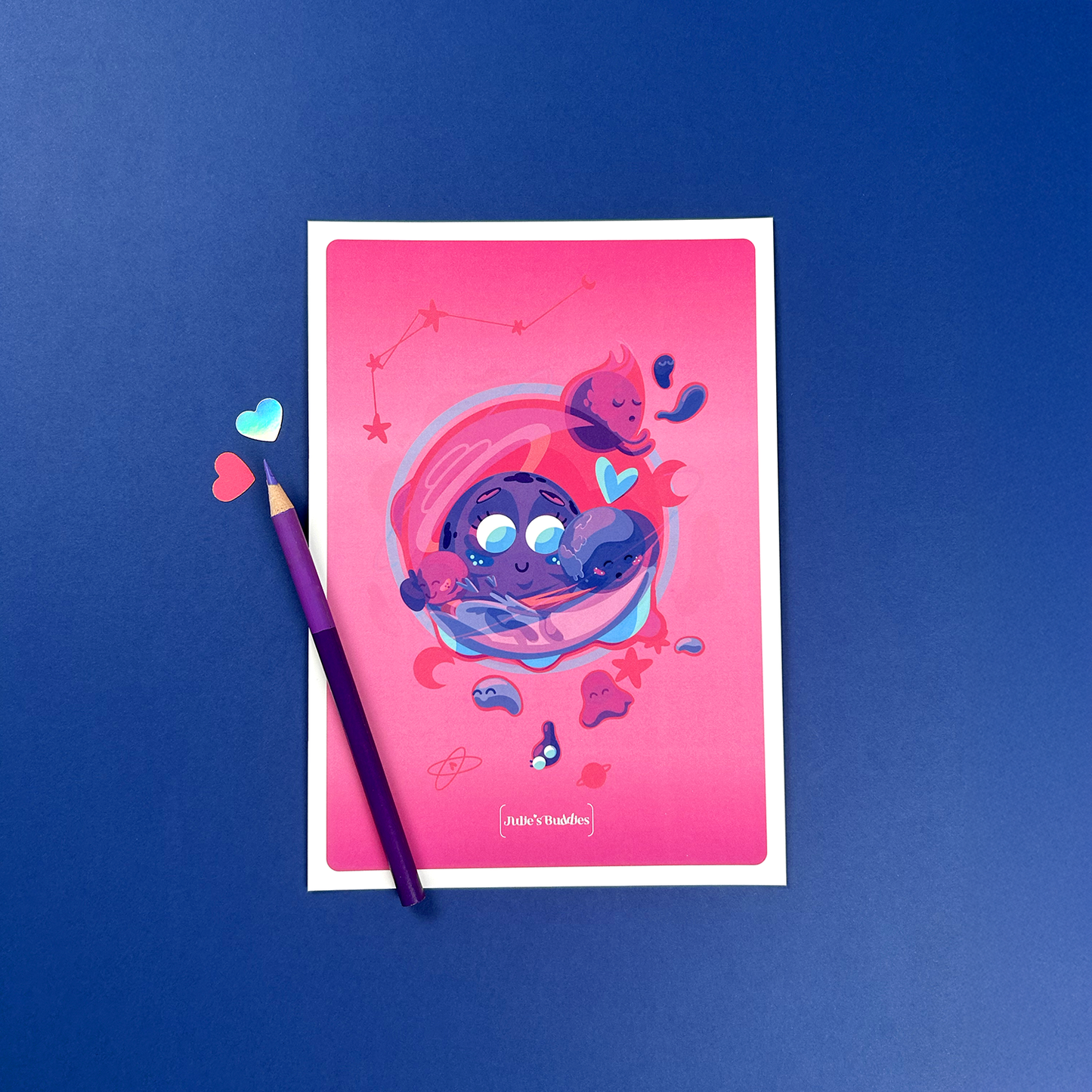 Carte postale JULIESBUDDIES Maman Planète et ses bébés