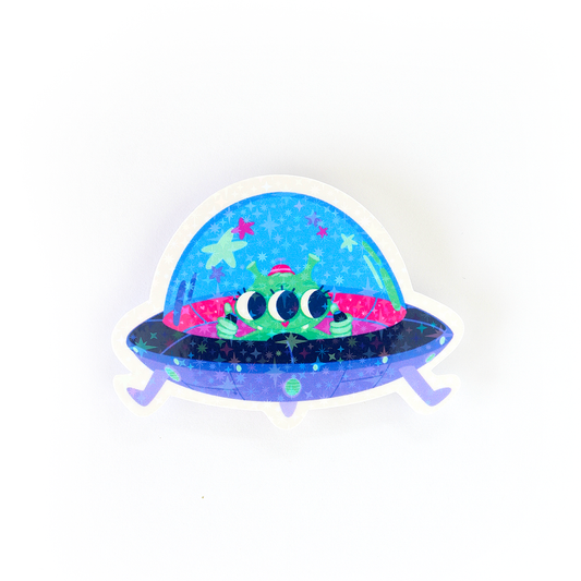 JULIESBUDDIES Alien in UFO Individual Sticker