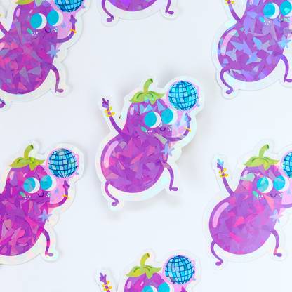 JULIESBUDDIES Disco Eggplant Individual Sticker