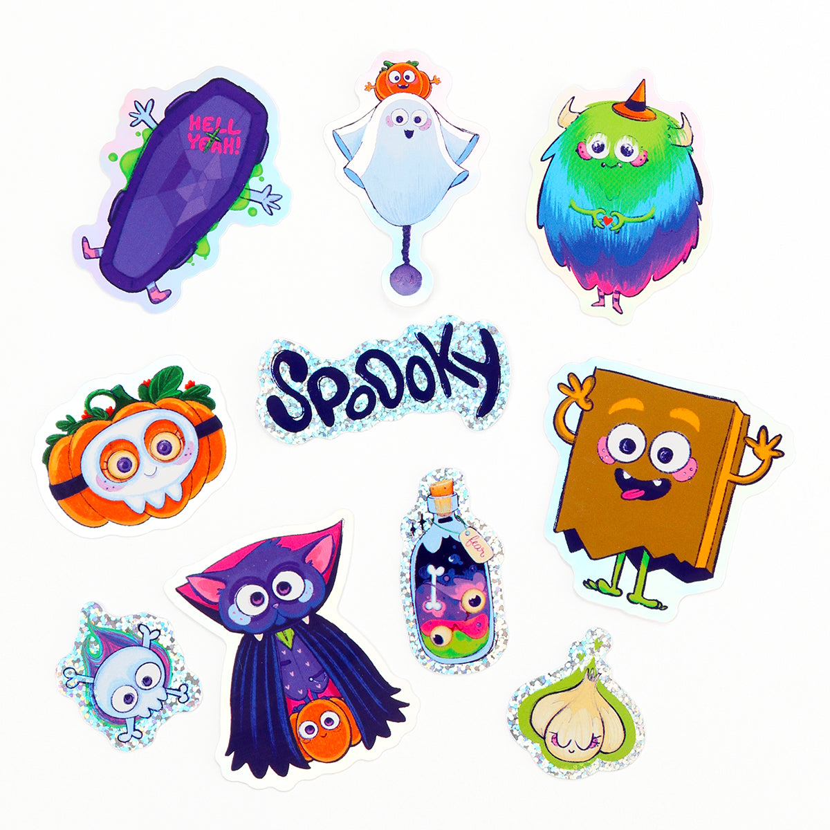 Stickers JULIESBUDDIES Pack de 10 autocollants d'Halloween holographiques