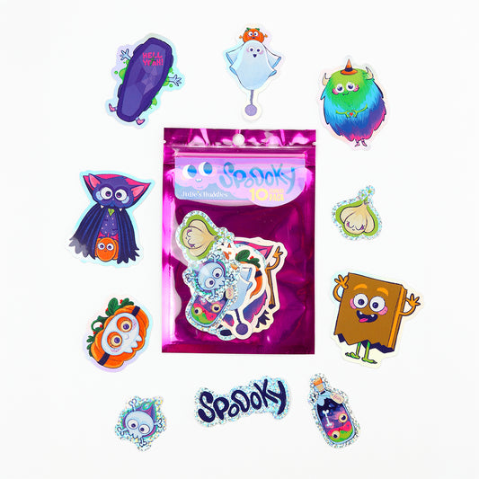 Stickers JULIESBUDDIES Pack de 10 autocollants d'Halloween holographiques